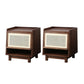 Contemporary Wood Accent Table Nightstand 21.65" Tall Bed Nightstand Walnut 2 Piece Set Clearhalo 'Bedroom Furniture' 'furn' 'furn_night_stand' 'Furniture' 'night_stand' 'Nightstands' 6015107