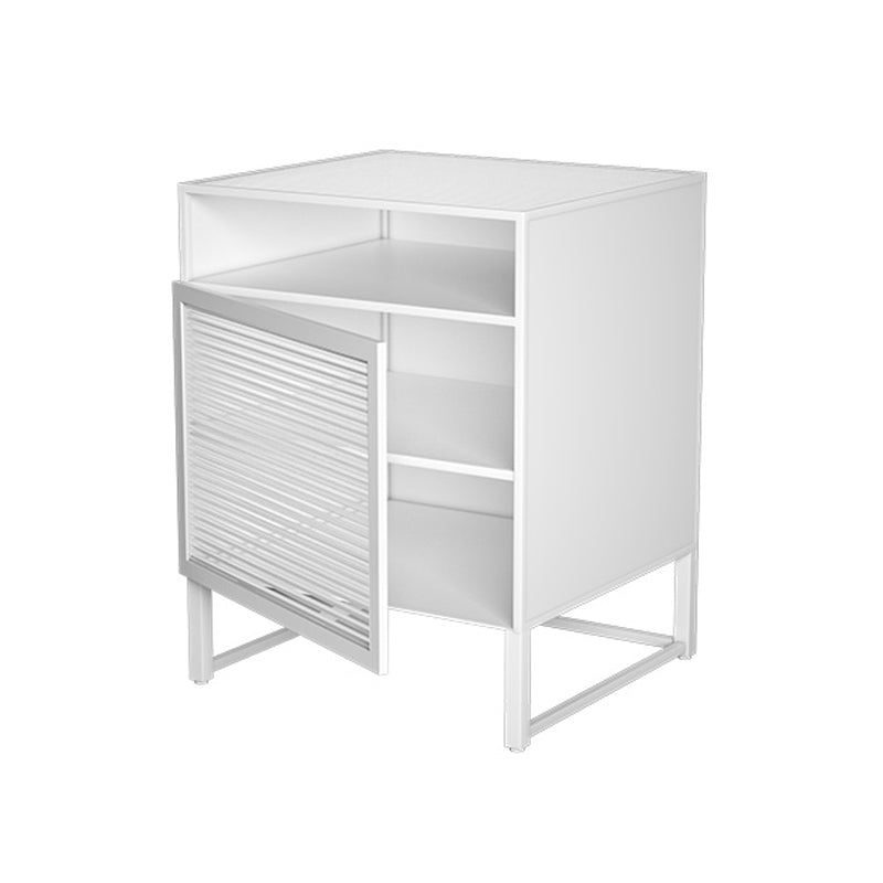 Modern Lower Shelf Night Stand Glass Bedside Cabinet for Bedroom White 1 Piece Left Clearhalo 'Bedroom Furniture' 'furn' 'furn_night_stand' 'Furniture' 'night_stand' 'Nightstands' 6015202