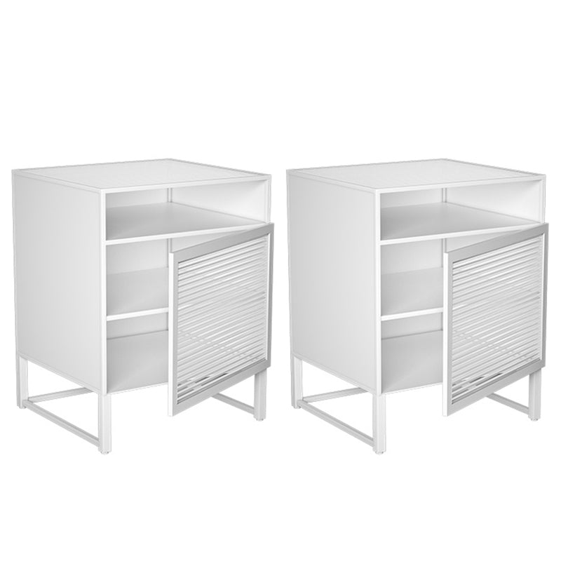 Modern Lower Shelf Night Stand Glass Bedside Cabinet for Bedroom White 2 Piece Set Right Clearhalo 'Bedroom Furniture' 'furn' 'furn_night_stand' 'Furniture' 'night_stand' 'Nightstands' 6015207