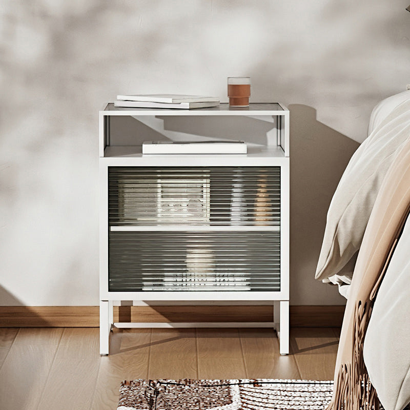 Modern Lower Shelf Night Stand Glass Bedside Cabinet for Bedroom Clearhalo 'Bedroom Furniture' 'furn' 'furn_night_stand' 'Furniture' 'night_stand' 'Nightstands' 6015216