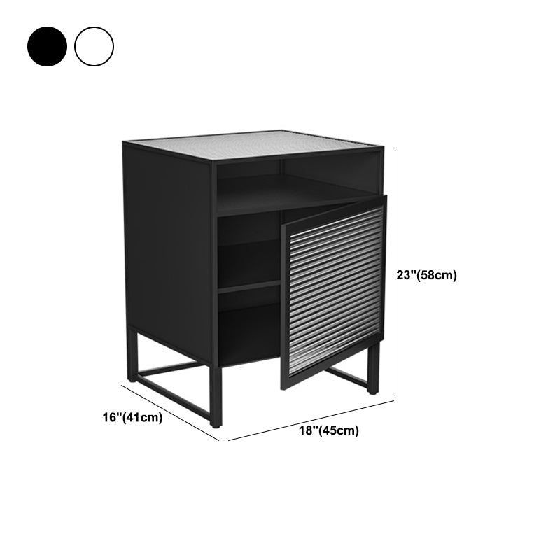 Modern Lower Shelf Night Stand Glass Bedside Cabinet for Bedroom Clearhalo 'Bedroom Furniture' 'furn' 'furn_night_stand' 'Furniture' 'night_stand' 'Nightstands' 6015221