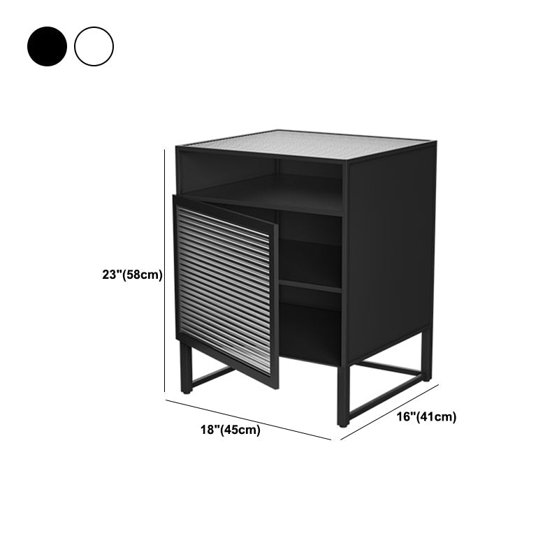 Modern Lower Shelf Night Stand Glass Bedside Cabinet for Bedroom Clearhalo 'Bedroom Furniture' 'furn' 'furn_night_stand' 'Furniture' 'night_stand' 'Nightstands' 6015222