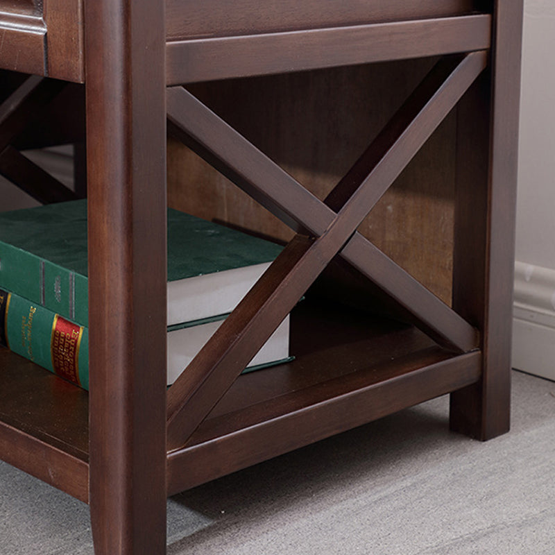 Table de chevet de lit en bois massif table de nuit traditionnelle avec tiroir