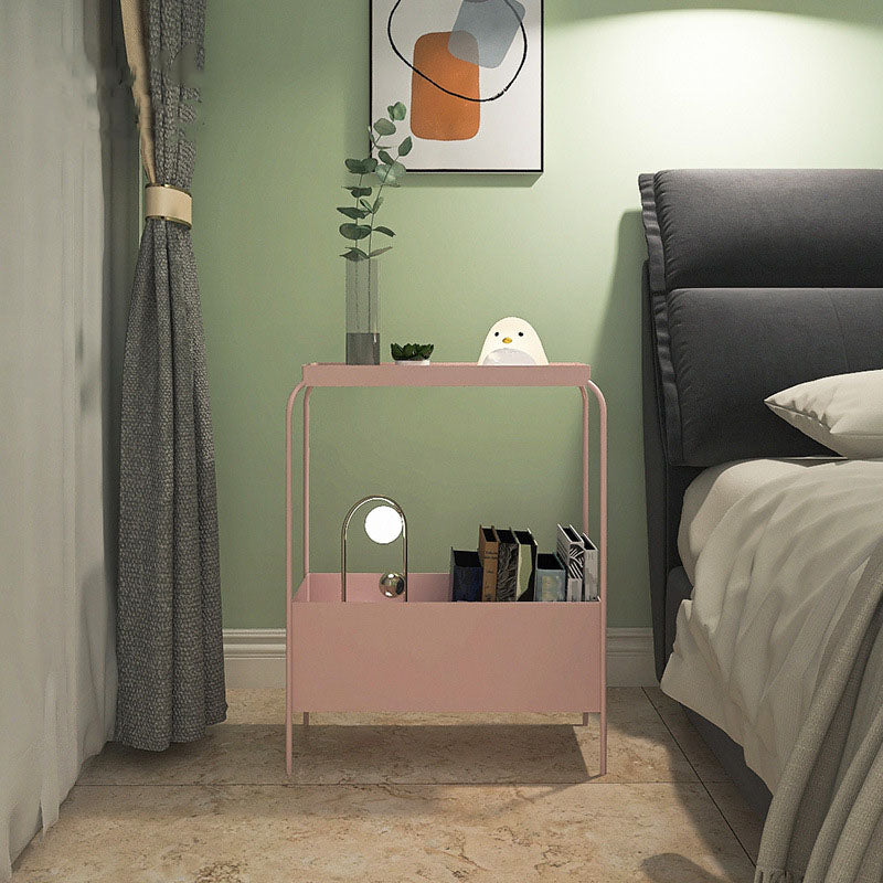 Nightand de table d'accent en métal contemporain 25,59 "Table table de nuit de lit avec 2 étagères