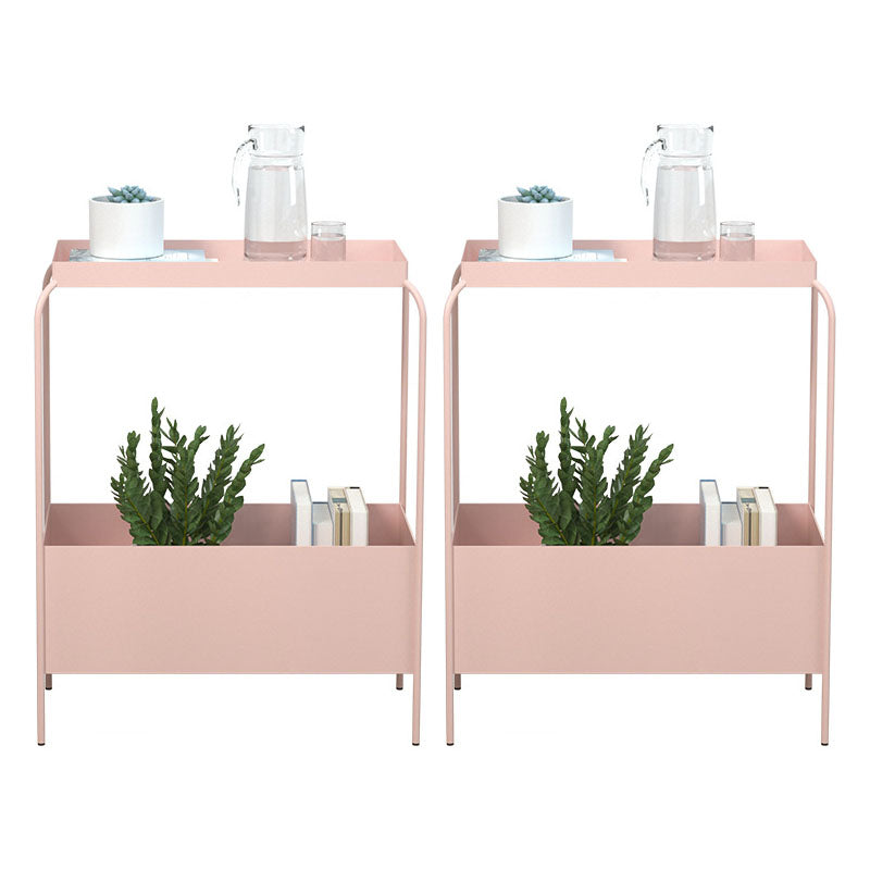 Nightand de table d'accent en métal contemporain 25,59 "Table table de nuit de lit avec 2 étagères