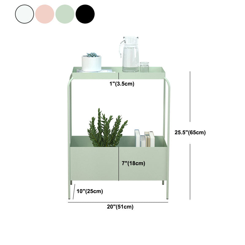 Nightand de table d'accent en métal contemporain 25,59 "Table table de nuit de lit avec 2 étagères