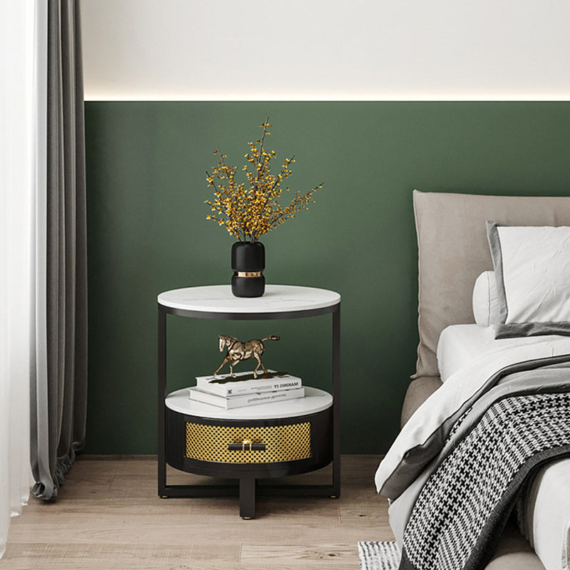Stone Modern Bed Nightstand 1 Shelf Open Storage Night Table Clearhalo 'Bedroom Furniture' 'furn' 'furn_night_stand' 'Furniture' 'night_stand' 'Nightstands' 6015324
