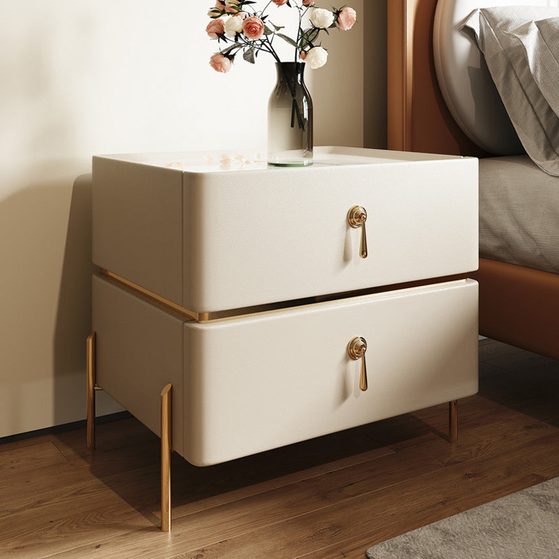 2-drawer Nightstand Contemporary Stone Night Table ,19.7" Tall Clearhalo 'Bedroom Furniture' 'furn' 'furn_night_stand' 'Furniture' 'night_stand' 'Nightstands' 6015350