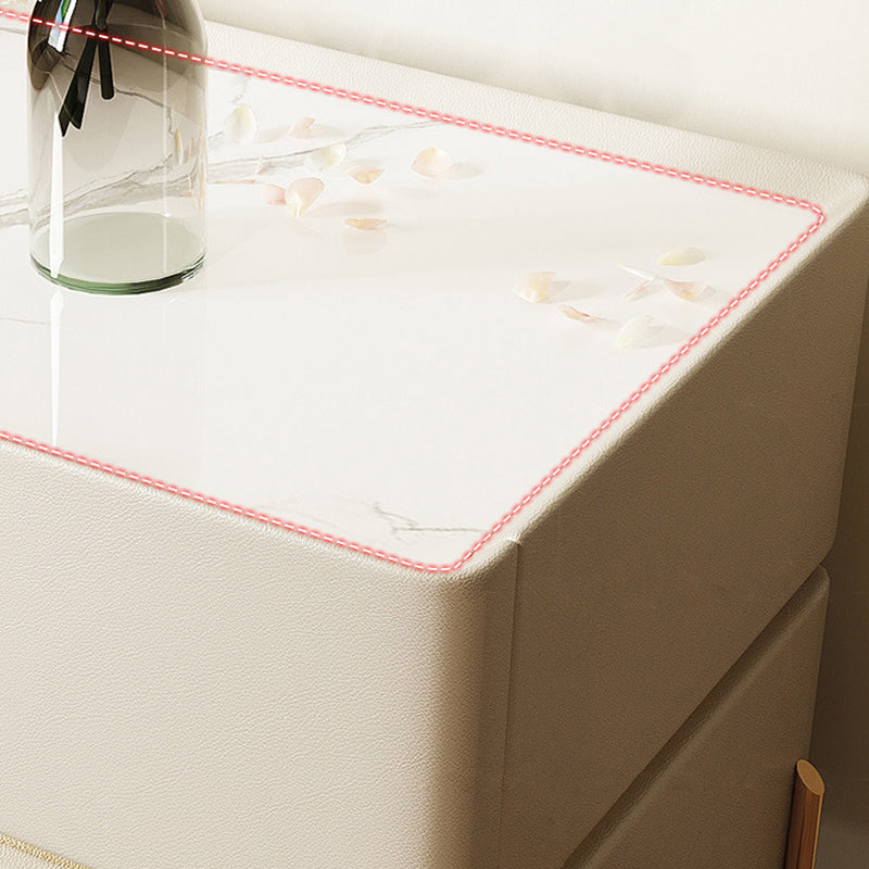 2-drawer Nightstand Contemporary Stone Night Table ,19.7" Tall Clearhalo 'Bedroom Furniture' 'furn' 'furn_night_stand' 'Furniture' 'night_stand' 'Nightstands' 6015357