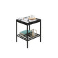 Modern Lower Shelf Nightstand Glass Top Bedside Cabinet for Bedroom