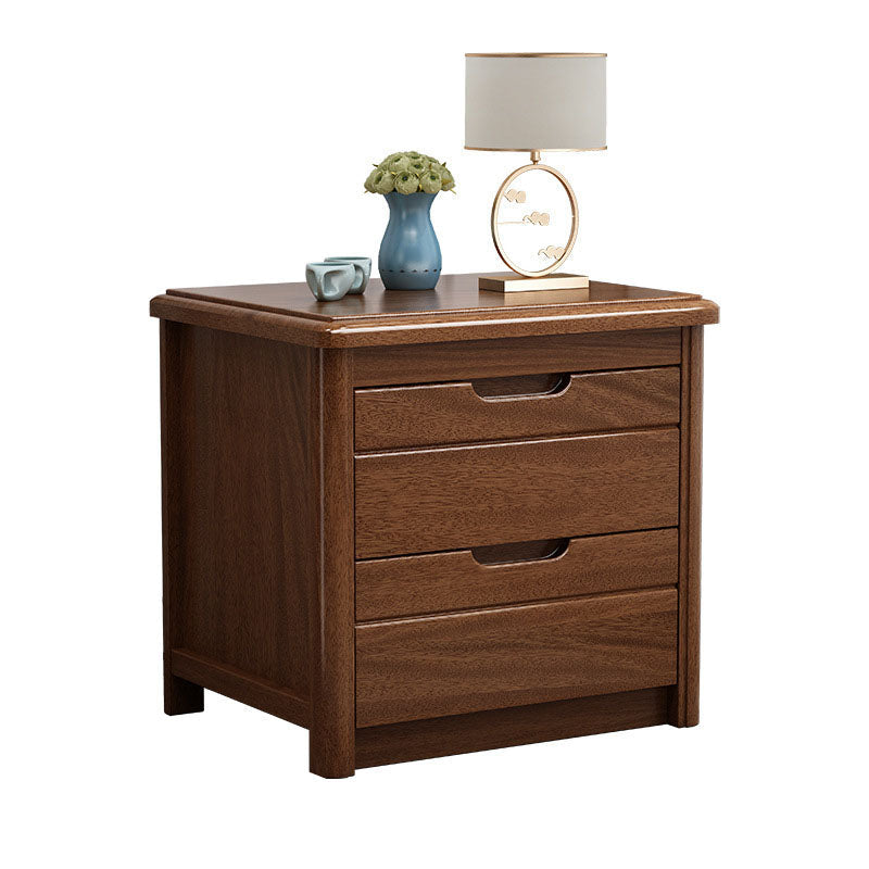 Solid Wood Bed Nightstand Traditional Night Table with 2 Drawers