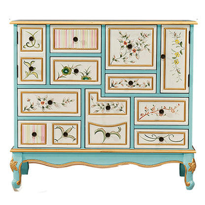 15,6-inch W dressoir traditionele massieve houten opbergkast met 9 laden