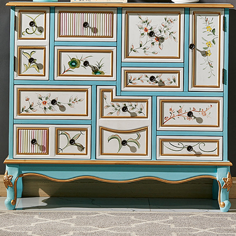 15,6-inch W dressoir traditionele massieve houten opbergkast met 9 laden