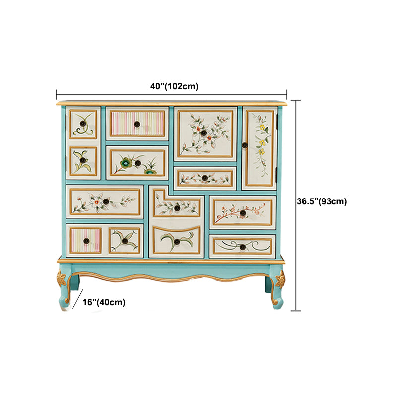 15,6-inch W dressoir traditionele massieve houten opbergkast met 9 laden