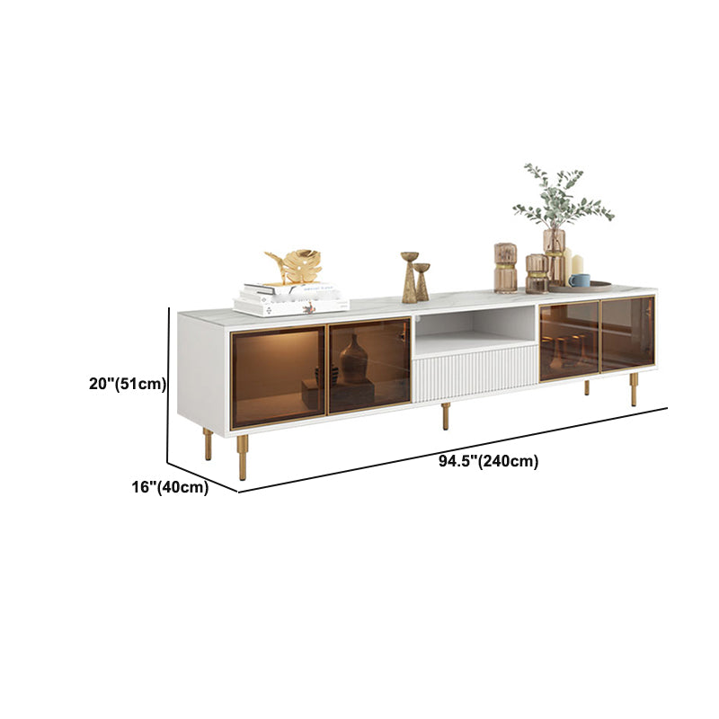 Stone and Wooden TV Media Stand with Doors Contemporary TV Stand Clearhalo 'furn' 'furn_tv_stands_entertainment_centers' 'Furniture' 'Living Room Furniture' 'TV Stands & Entertainment Centers' 'TV Stands & Media Storage Furniture' 'tv_stands_entertainment_centers' 6015604