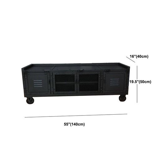 Metal Black TV Cabinet Industrial Style Home TV Stand Console with Casters Clearhalo 'furn' 'furn_tv_stands_entertainment_centers' 'Furniture' 'Living Room Furniture' 'TV Stands & Entertainment Centers' 'TV Stands & Media Storage Furniture' 'tv_stands_entertainment_centers' 6015616