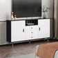Glam Solid Wood TV Stand 3 Drawers and 2 Doors TV Cabinet with Shelves