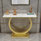 Glam Stone Console Sofa Table Rectangle Console Accent Table for Hall 47"L x 14"W x 33"H Gold White Clearhalo 'Console Tables' 'console_tables' 'Entry & Mudroom Furniture' 'furn' 'furn_console_tables' 'Furniture' 6015745