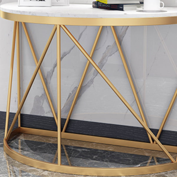 Tavolino console in marmo glam tavolo accento di ferro mezza luna per sala