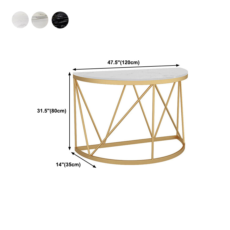 Tavolino console in marmo glam tavolo accento di ferro mezza luna per sala