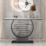 Tavolo da console in pietra glam 12 "W tavolo di accento resistente alla macchia mezzano per la sala