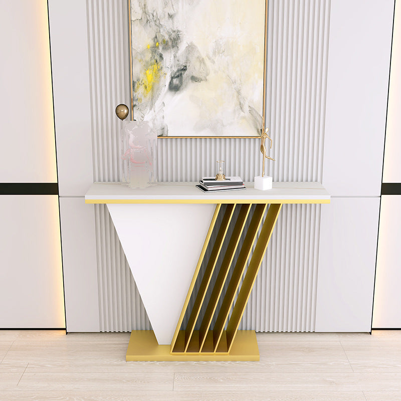 Tavolo da divano console in pietra glam tavolo accento di ferro rettangolare per sala