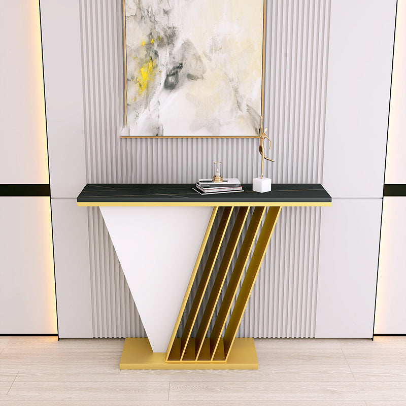 Tavolo da divano console in pietra glam tavolo accento di ferro rettangolare per sala