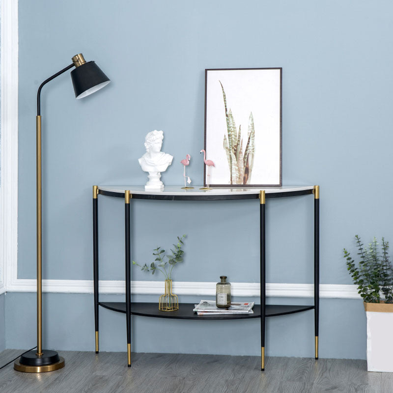 Tavolino console in marmo glam mezza luna 4 gambe accento tavolo per hall