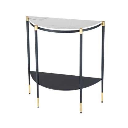 Tavolino console in marmo glam mezza luna 4 gambe accento tavolo per hall
