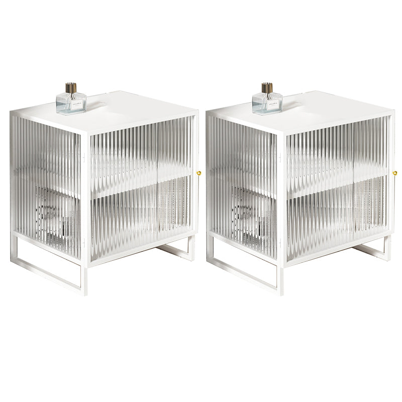 Tavolo da notte moderno da 21,65 "moderni in metallo nero / bianco mobile in metallo