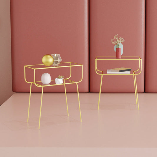 Moderner Glas Top Night Tisch offener Nachttisch mit 4 Beinen für Schlafzimmer