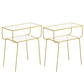 Modern Glass Top Night Table Open Storage Nightstand with 4 Legs for Bedroom