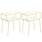 Modern Glass Top Night Table Open Storage Nightstand with 4 Legs for Bedroom