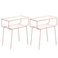 Modern Glass Top Night Table Open Storage Nightstand with 4 Legs for Bedroom