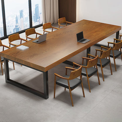 Contemporary Solid Wood Writing Desk Rectangular Writing Desk in Brown