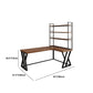 Solid Wood L-Shape Writing Desk Modern Office Desk with Bookshelf