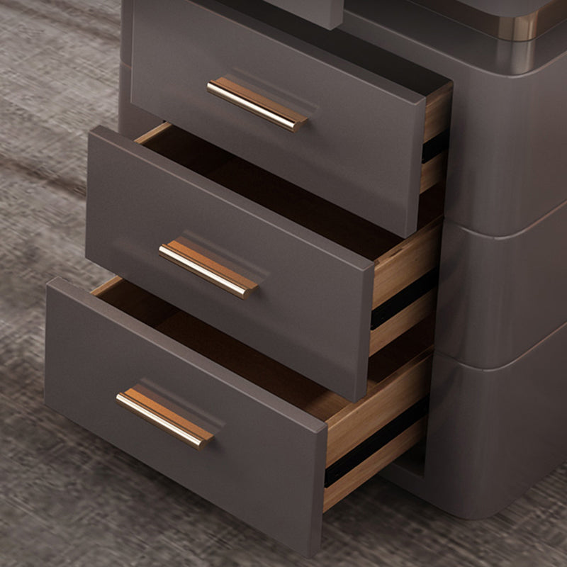 Grey Office Desk Mirrored Rectangular Drawers Storage Desk with Metal Leg Clearhalo 'furn' 'furn_office_desk' 'Furniture' 'Office Desks' 'Office Furniture' 'office_desk' 6019004