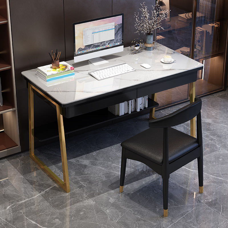 30" H Office Desk Rectangular Writing Desk with File Cabinet Clearhalo 'furn' 'furn_office_desk' 'Furniture' 'Office Desks' 'Office Furniture' 'office_desk' 6019063