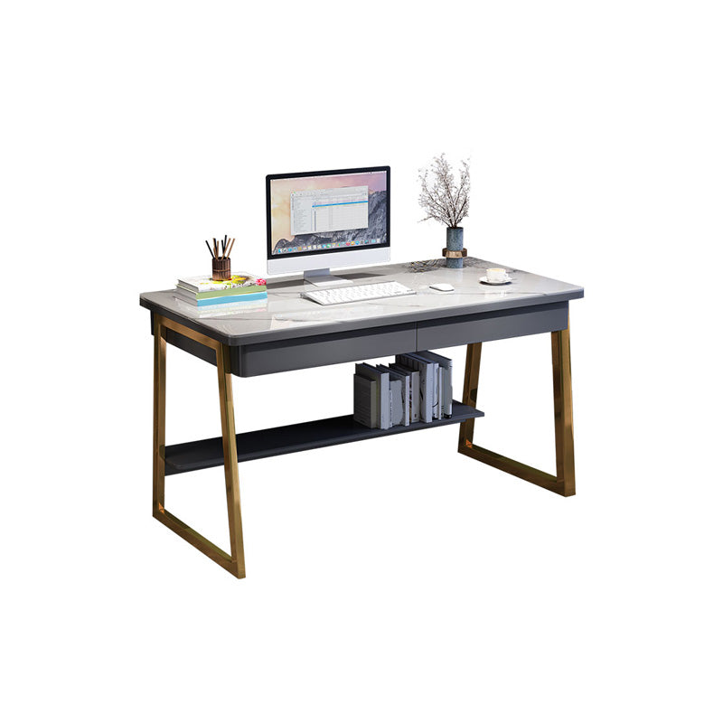 30" H Office Desk Rectangular Writing Desk with File Cabinet 39"L x 24"W x 30"H Grey Clearhalo 'furn' 'furn_office_desk' 'Furniture' 'Office Desks' 'Office Furniture' 'office_desk' 6019064