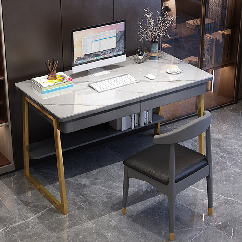 30" H Office Desk Rectangular Writing Desk with File Cabinet Clearhalo 'furn' 'furn_office_desk' 'Furniture' 'Office Desks' 'Office Furniture' 'office_desk' 6019065