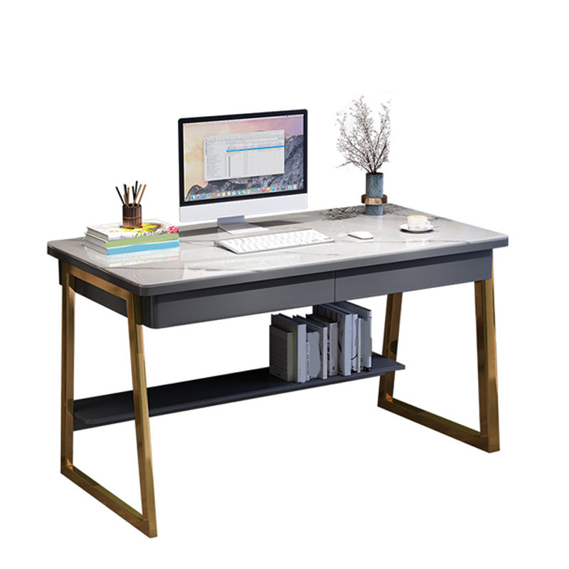 30" H Office Desk Rectangular Writing Desk with File Cabinet 47"L x 24"W x 30"H Grey Clearhalo 'furn' 'furn_office_desk' 'Furniture' 'Office Desks' 'Office Furniture' 'office_desk' 6019066