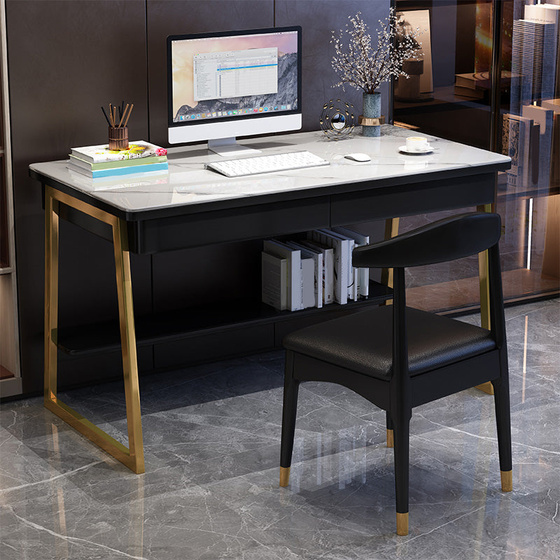 30" H Office Desk Rectangular Writing Desk with File Cabinet Clearhalo 'furn' 'furn_office_desk' 'Furniture' 'Office Desks' 'Office Furniture' 'office_desk' 6019067