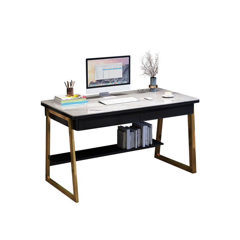 30" H Office Desk Rectangular Writing Desk with File Cabinet 39"L x 24"W x 30"H Black Clearhalo 'furn' 'furn_office_desk' 'Furniture' 'Office Desks' 'Office Furniture' 'office_desk' 6019069
