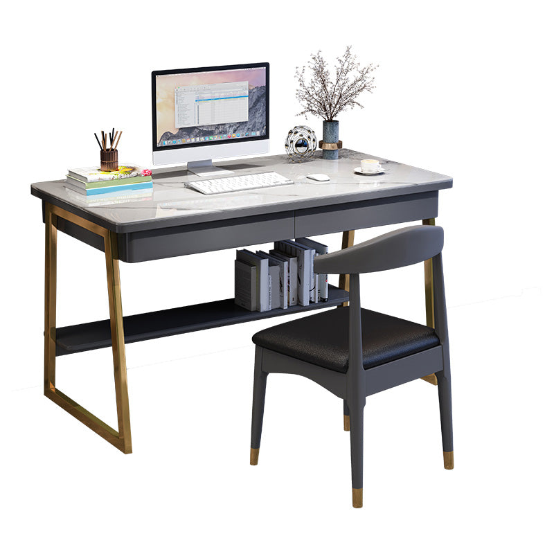 30" H Office Desk Rectangular Writing Desk with File Cabinet Clearhalo 'furn' 'furn_office_desk' 'Furniture' 'Office Desks' 'Office Furniture' 'office_desk' 6019072