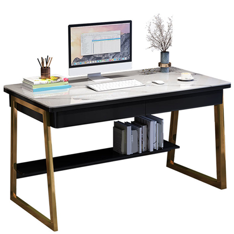 30" H Office Desk Rectangular Writing Desk with File Cabinet 55"L x 24"W x 30"H Black Clearhalo 'furn' 'furn_office_desk' 'Furniture' 'Office Desks' 'Office Furniture' 'office_desk' 6019073