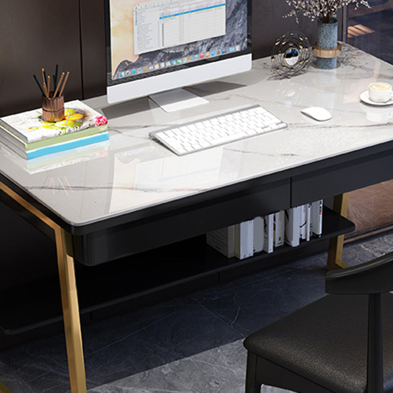 30" H Office Desk Rectangular Writing Desk with File Cabinet Clearhalo 'furn' 'furn_office_desk' 'Furniture' 'Office Desks' 'Office Furniture' 'office_desk' 6019074