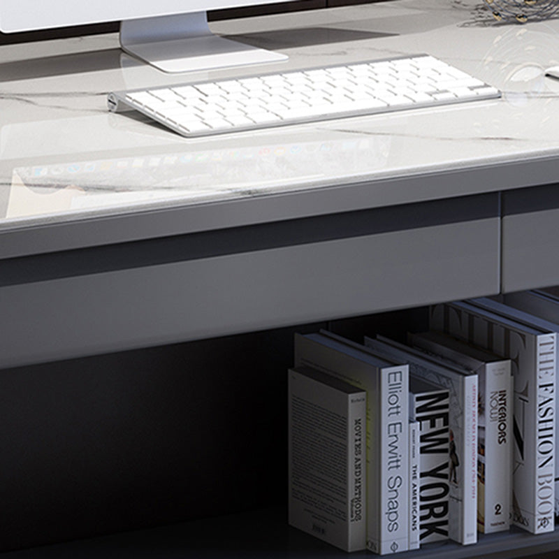 30" H Office Desk Rectangular Writing Desk with File Cabinet Clearhalo 'furn' 'furn_office_desk' 'Furniture' 'Office Desks' 'Office Furniture' 'office_desk' 6019077