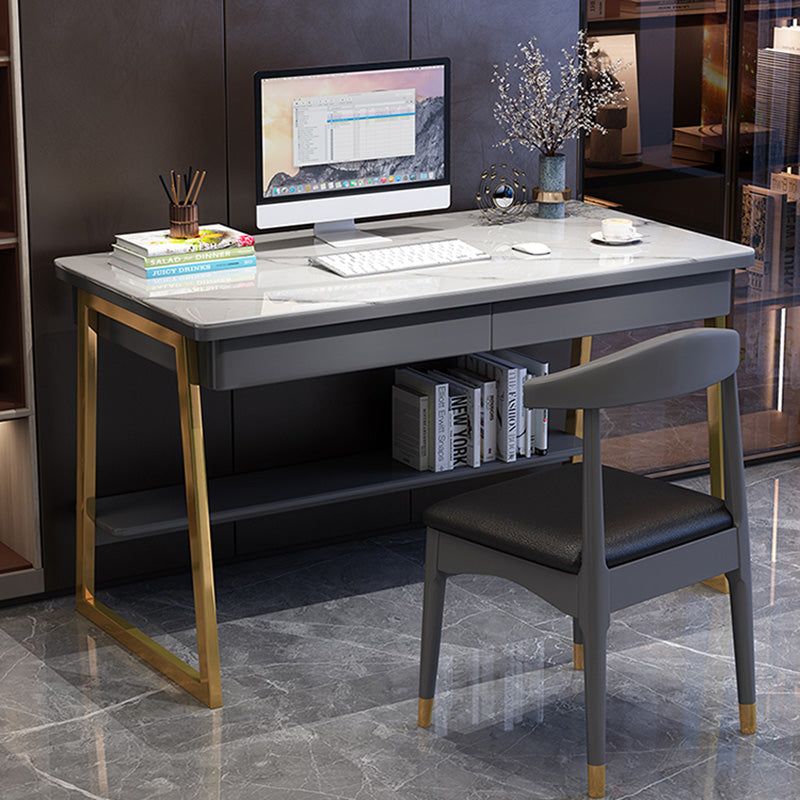 30" H Office Desk Rectangular Writing Desk with File Cabinet Clearhalo 'furn' 'furn_office_desk' 'Furniture' 'Office Desks' 'Office Furniture' 'office_desk' 6019079