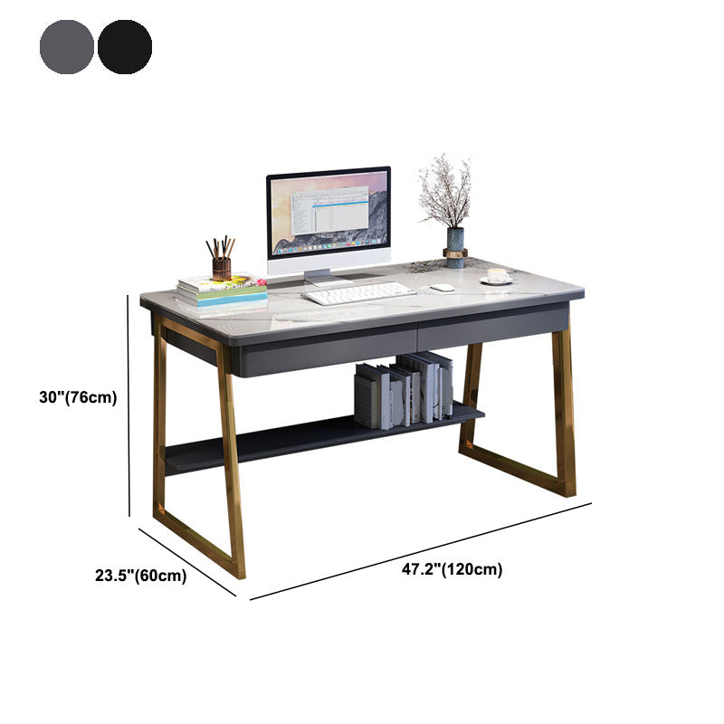 30" H Office Desk Rectangular Writing Desk with File Cabinet Clearhalo 'furn' 'furn_office_desk' 'Furniture' 'Office Desks' 'Office Furniture' 'office_desk' 6019082