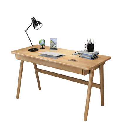 Contemporary Wood Office Desk 29.52" H Writing Desk With 2 Drawers Natural No Shelf Clearhalo 'furn' 'furn_office_desk' 'Furniture' 'Office Desks' 'Office Furniture' 'office_desk' 6019115